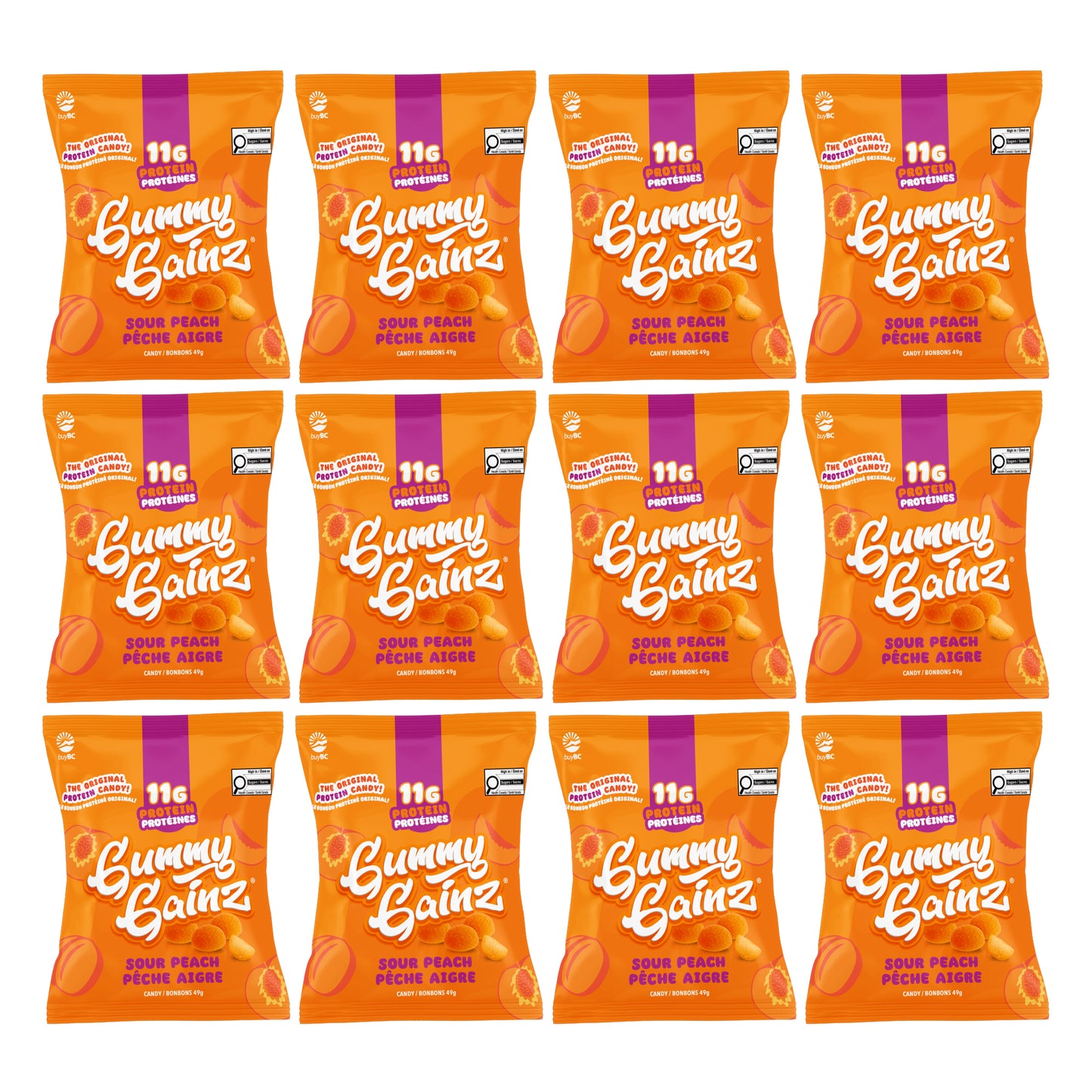 Sour Peach Protein Gummies 12 Pack
